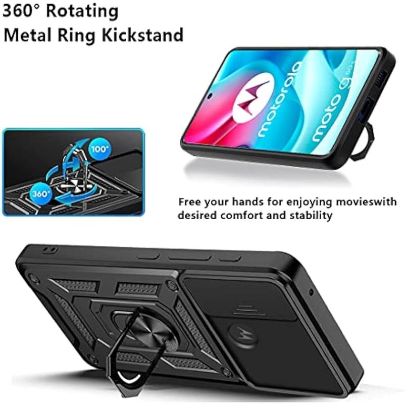 Case for Motorola Moto G60S with Slide Camera Cover,Military Grade Heavy Duty Protection Phone Case Cover with Magnetic Ring Kickstand for Motorola Moto G60S SJ Rose Gold - Image 5